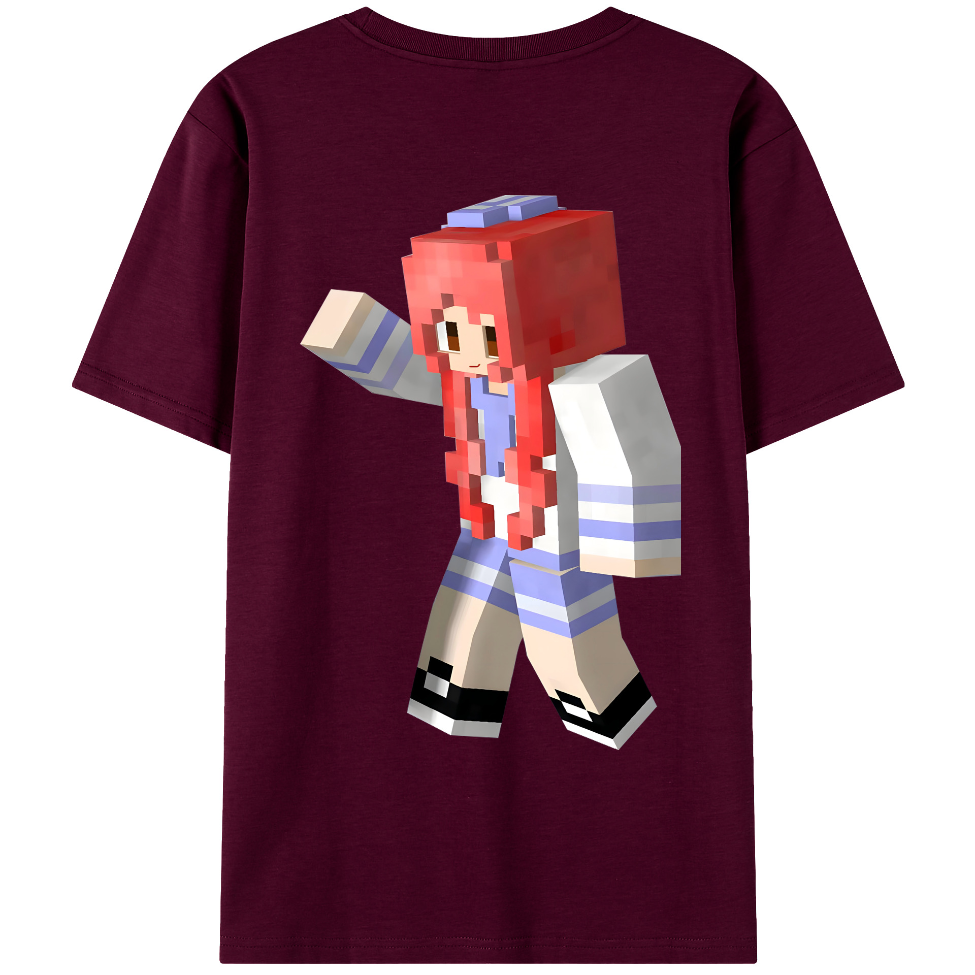 （画像用） マインクラフト ブロックの世界 Minecraft MC Block world レディース半袖Tシャツ(バックプリント)